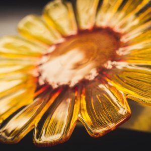 Plato Flor de vidrio Ámbar